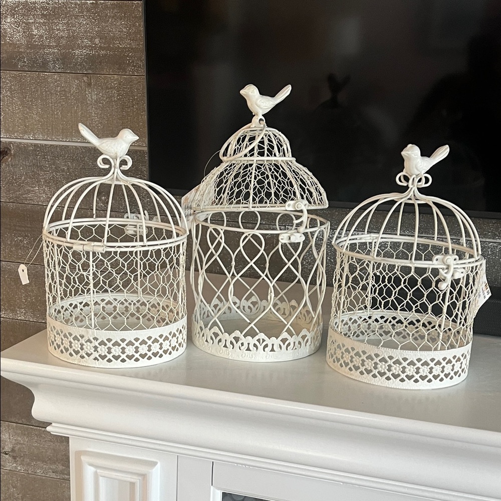 Elegant White Birdcage Lantern 4pc